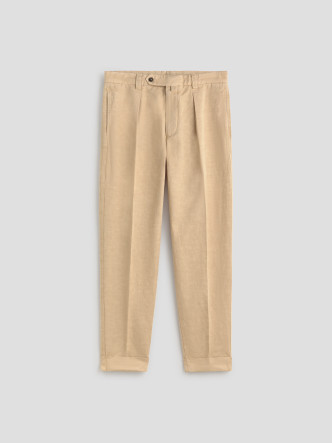Pantalón Beige BELLVER PANT Les Héritiers chino con pinza lino algodón Made in Italy