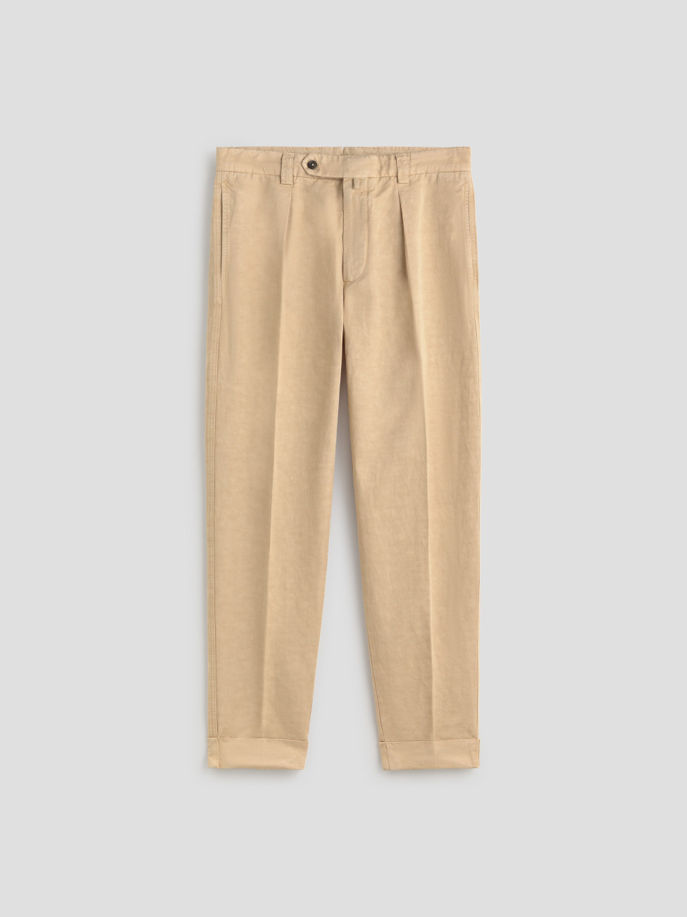 Pantalón Beige BELLVER PANT Les Héritiers chino con pinza lino algodón Made in Italy