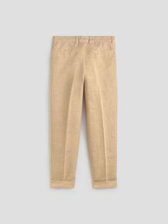 Pantalón Beige BELLVER PANT Les Héritiers chino con pinza lino algodón Made in Italy