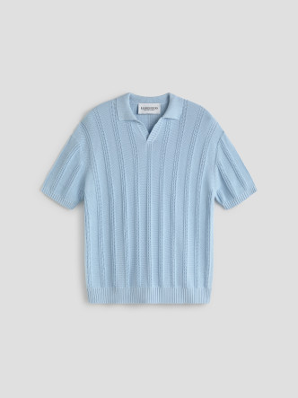 Polo Sky Blue FRESH POLO Les Héritiers algodón calado oversize SS26